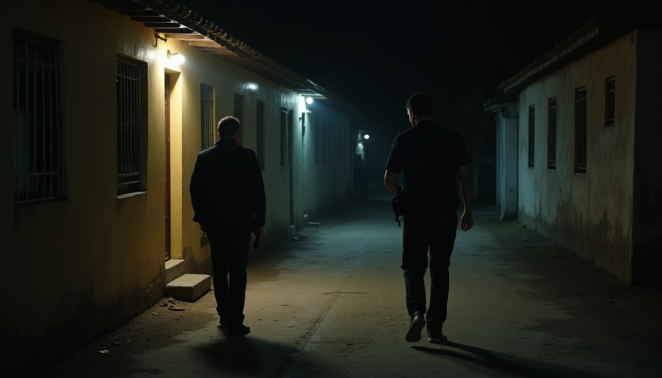 Escena fotorealista del contexto íntimo del caso en República Dominicana, con señales de Poder y Hermanos.