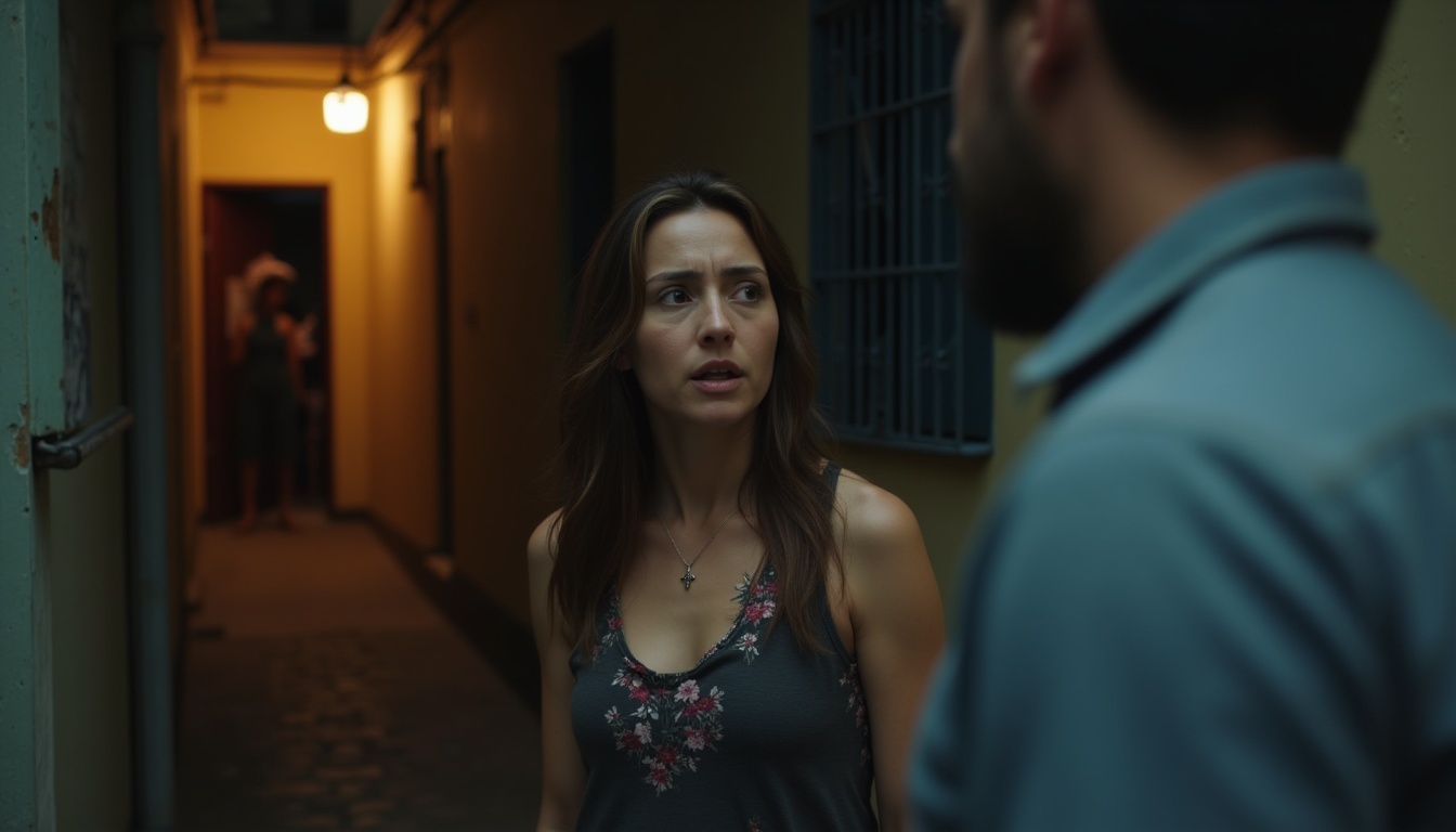 Escena fotorealista del contexto íntimo del caso en República Dominicana, con señales de Poder y Hermanos.