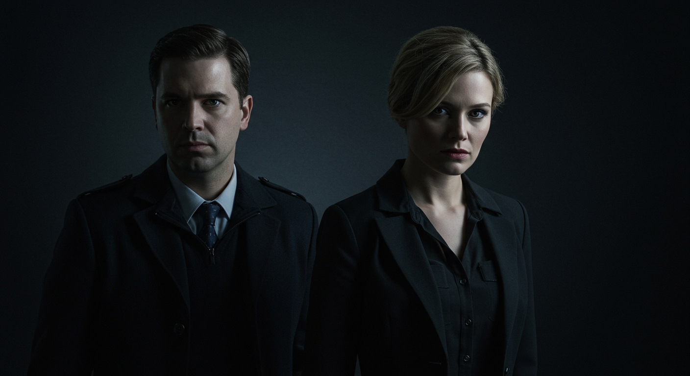 Escena fotorealista de investigación y consecuencias del caso en Otros países, con pistas ligadas a Celos, Poder.