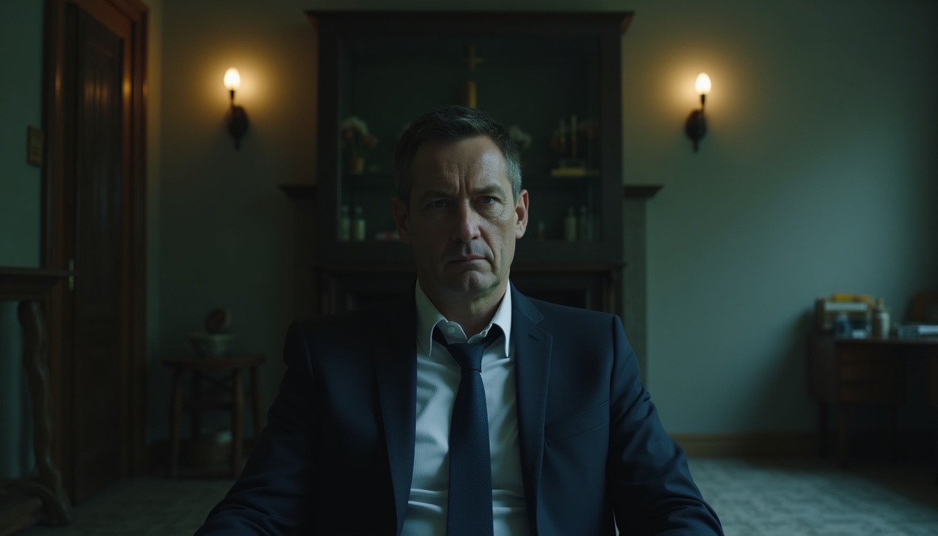 Escena fotorealista del contexto íntimo del caso en España, con señales de un conflicto y Padres e hijos, Amigos cercanos.