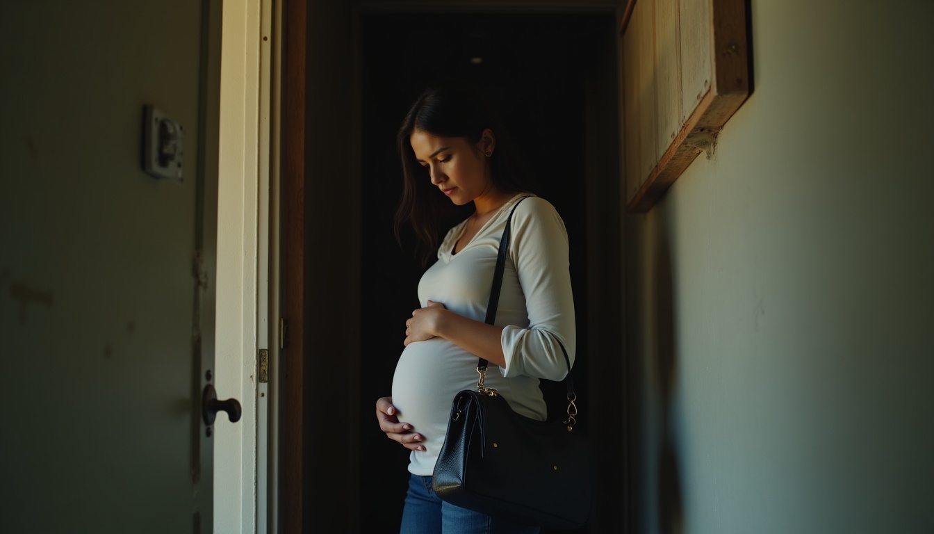 Escena fotorealista del contexto íntimo del caso en República Dominicana, con señales de Abandono, Control y Exparejas, Novios.