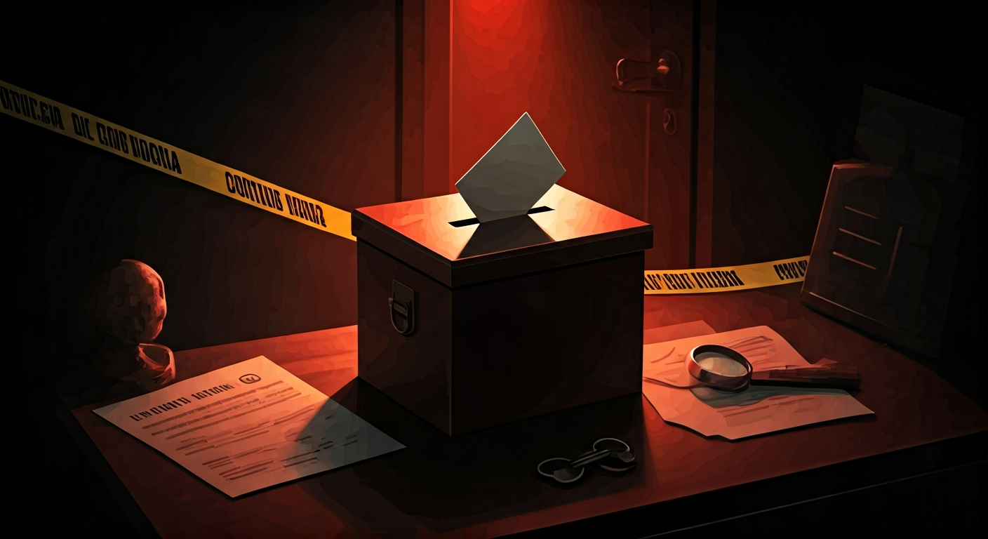 Ilustración noir sobre la investigación y consecuencias del caso en España, con señales de Control, Poder.