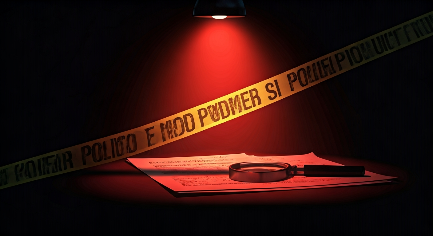 Ilustración noir sobre la investigación y consecuencias del caso en Estados Unidos, con señales de Poder.
