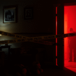 Ilustración simbólica de un crimen pasional en Estados Unidos, ligado a Poder y Padres e Hijos.