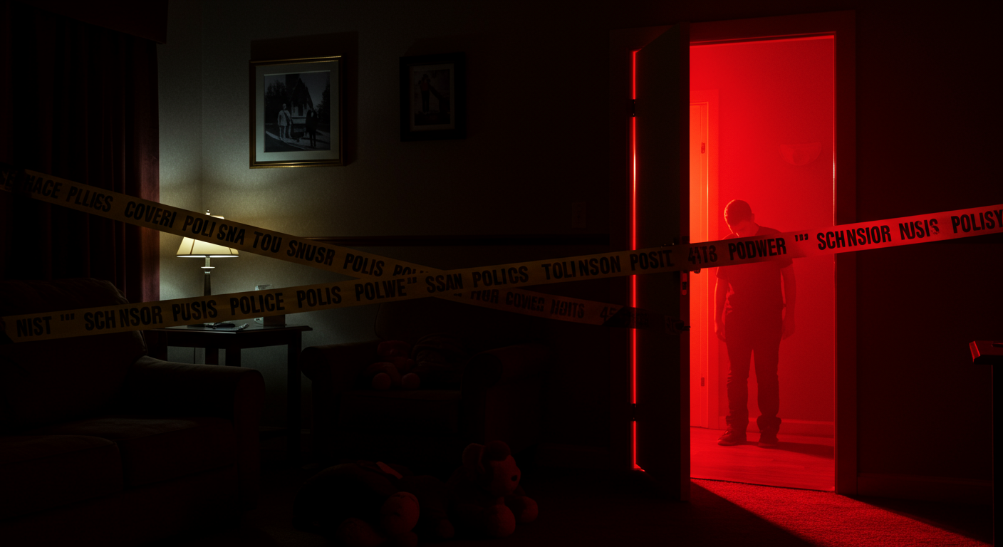 Ilustración simbólica de un crimen pasional en Estados Unidos, ligado a Poder y Padres e Hijos.