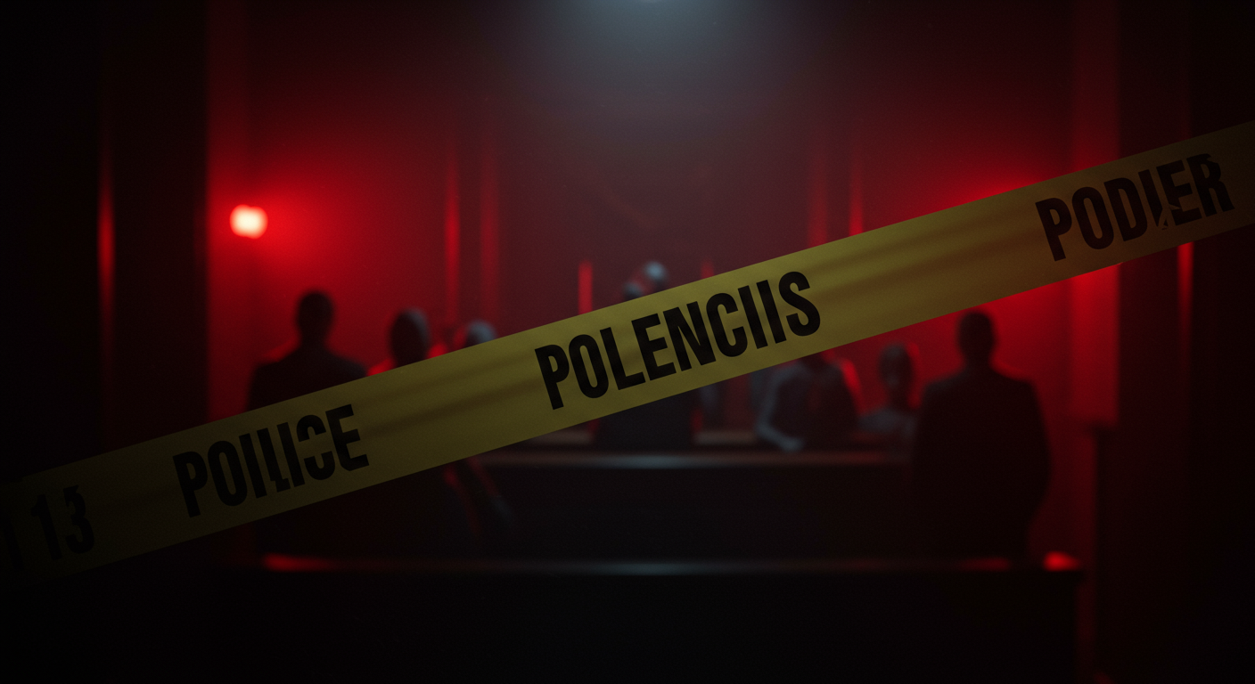 Ilustración noir sobre la investigación y consecuencias del caso en México, con señales de Poder.