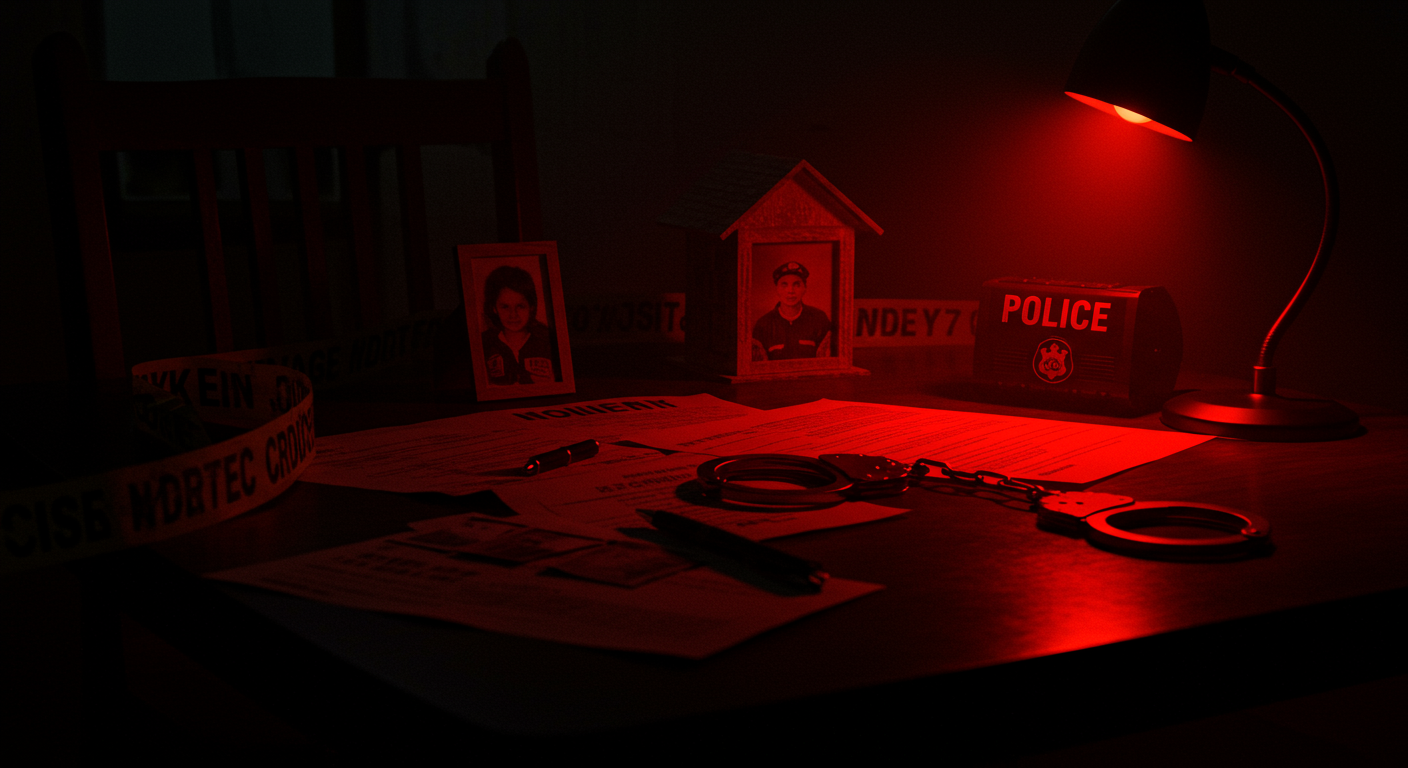 Ilustración noir sobre la investigación y consecuencias del caso en México, con señales de Poder.