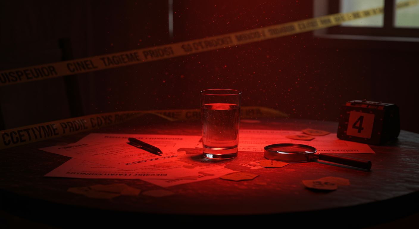 Ilustración noir sobre la investigación y consecuencias del caso en México, con señales de Poder.