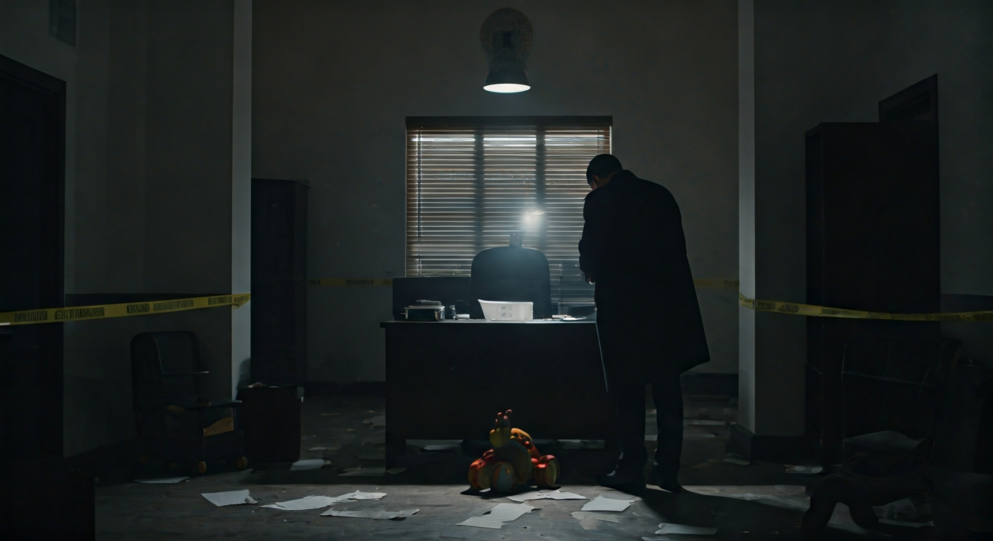 Escena fotorealista de investigación y consecuencias del caso en Puerto Rico, con pistas ligadas a Poder.