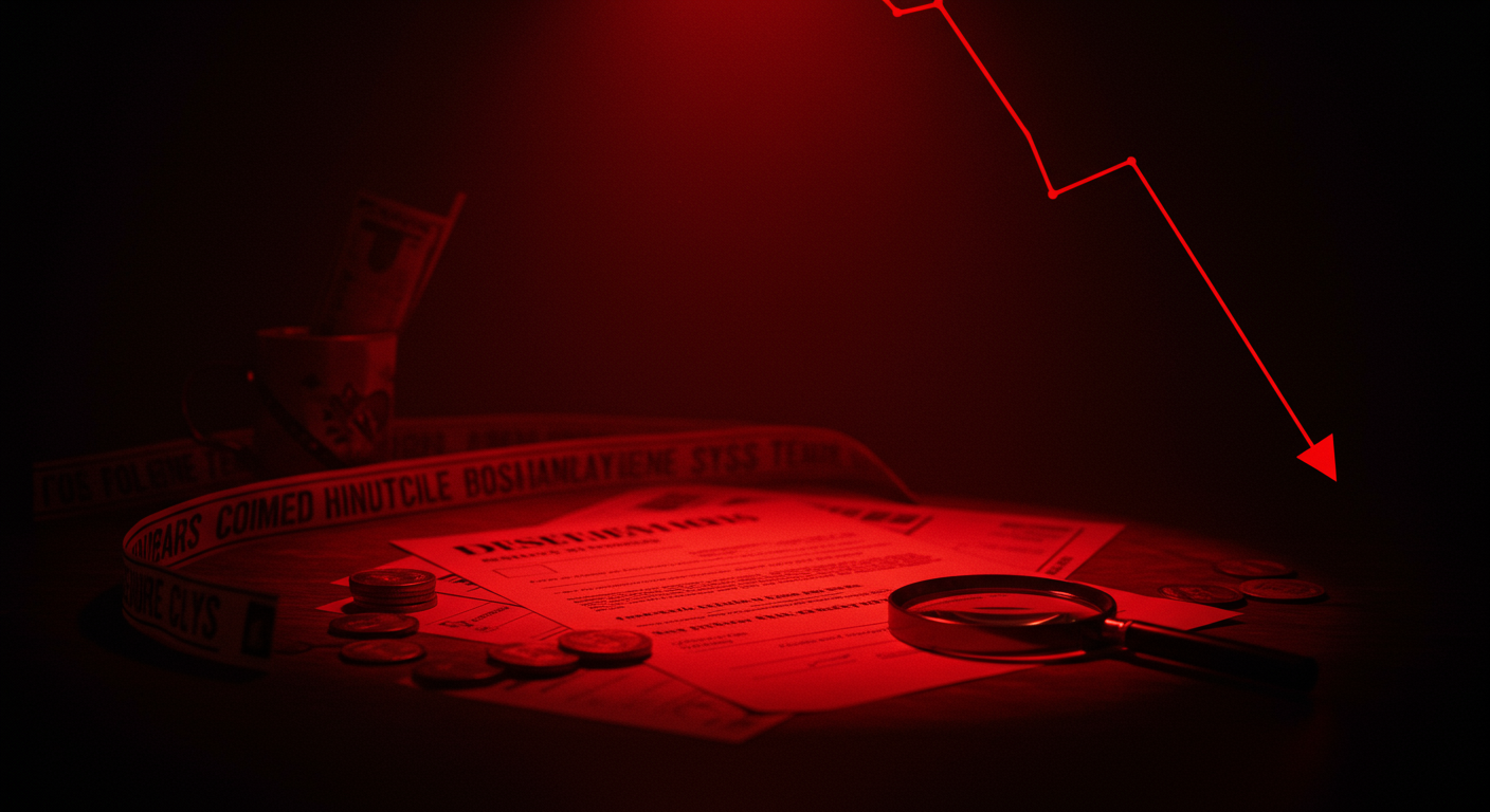 Ilustración noir sobre la investigación y consecuencias del caso en República Dominicana, con señales de Dinero.