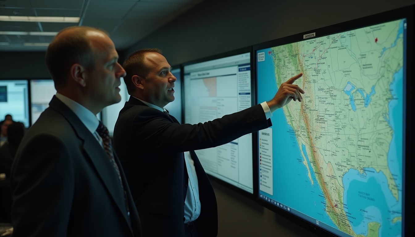 Escena fotorealista de investigación y consecuencias del caso en Estados Unidos, con pistas ligadas a Dinero, Poder.