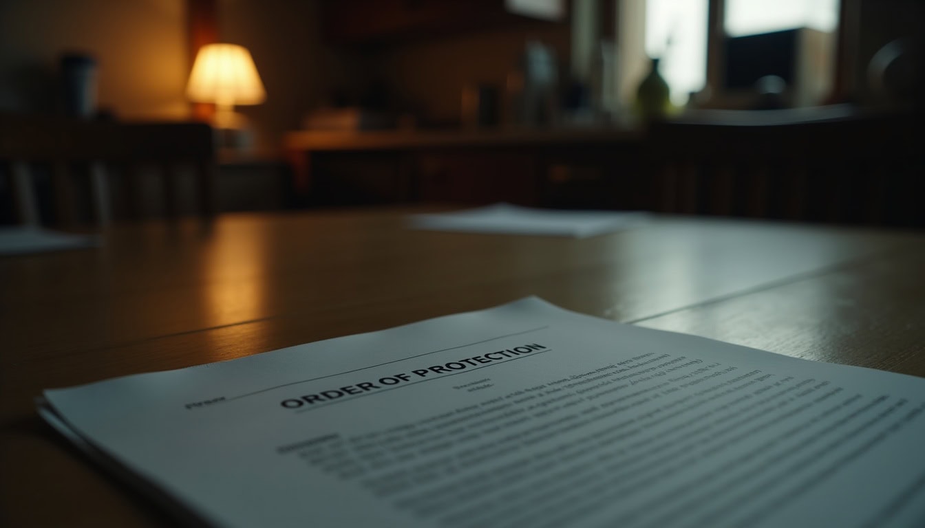 Escena fotorealista del contexto íntimo del caso en Estados Unidos, con señales de un conflicto y Padres e hijos.