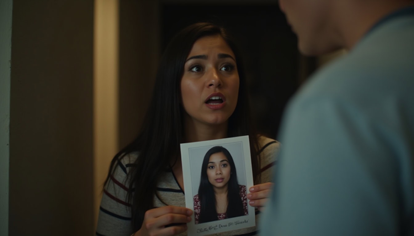 Escena fotorealista del contexto íntimo del caso en República Dominicana, con señales de Poder y Padres e hijos.