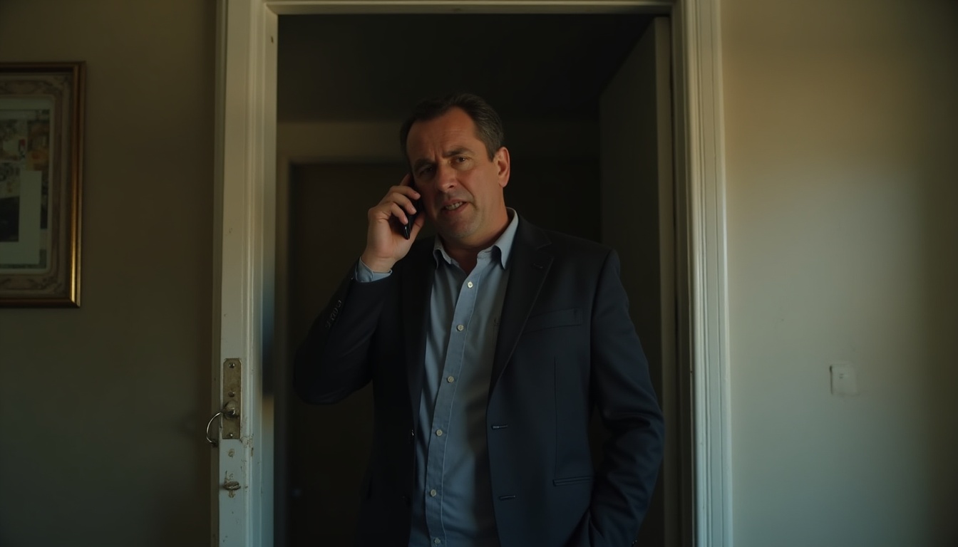 Escena fotorealista del contexto íntimo del caso en Argentina, con señales de Celos, Control y Esposos, Padres e hijos.