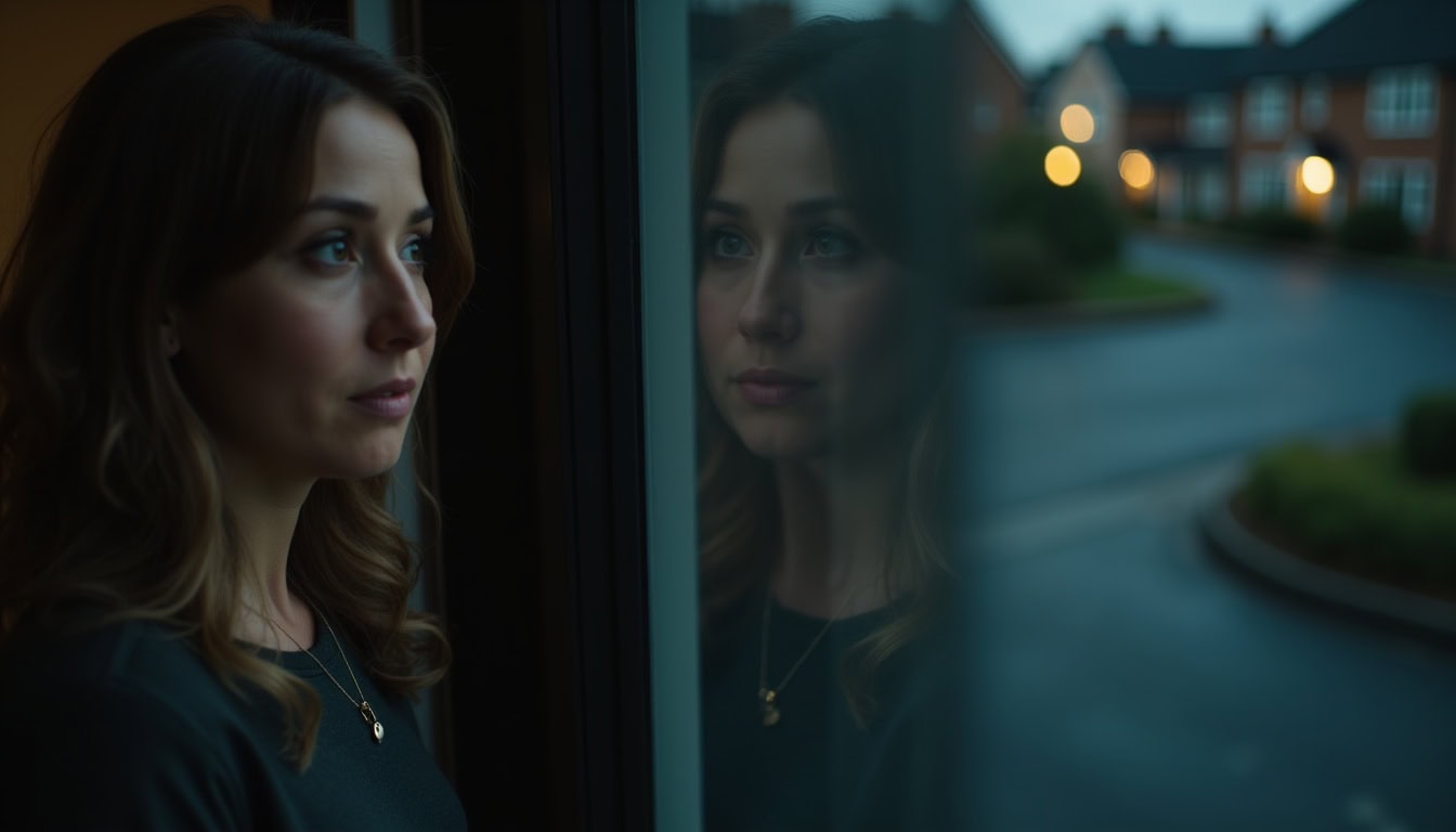 Escena fotorealista del contexto íntimo del caso en Estados Unidos, con señales de un conflicto y Exparejas, Padres e hijos.