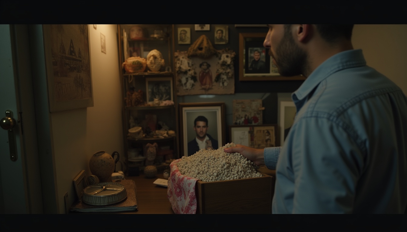 Escena fotorealista del contexto íntimo del caso en Argentina, con señales de Dinero y Esposos, Padres e hijos.