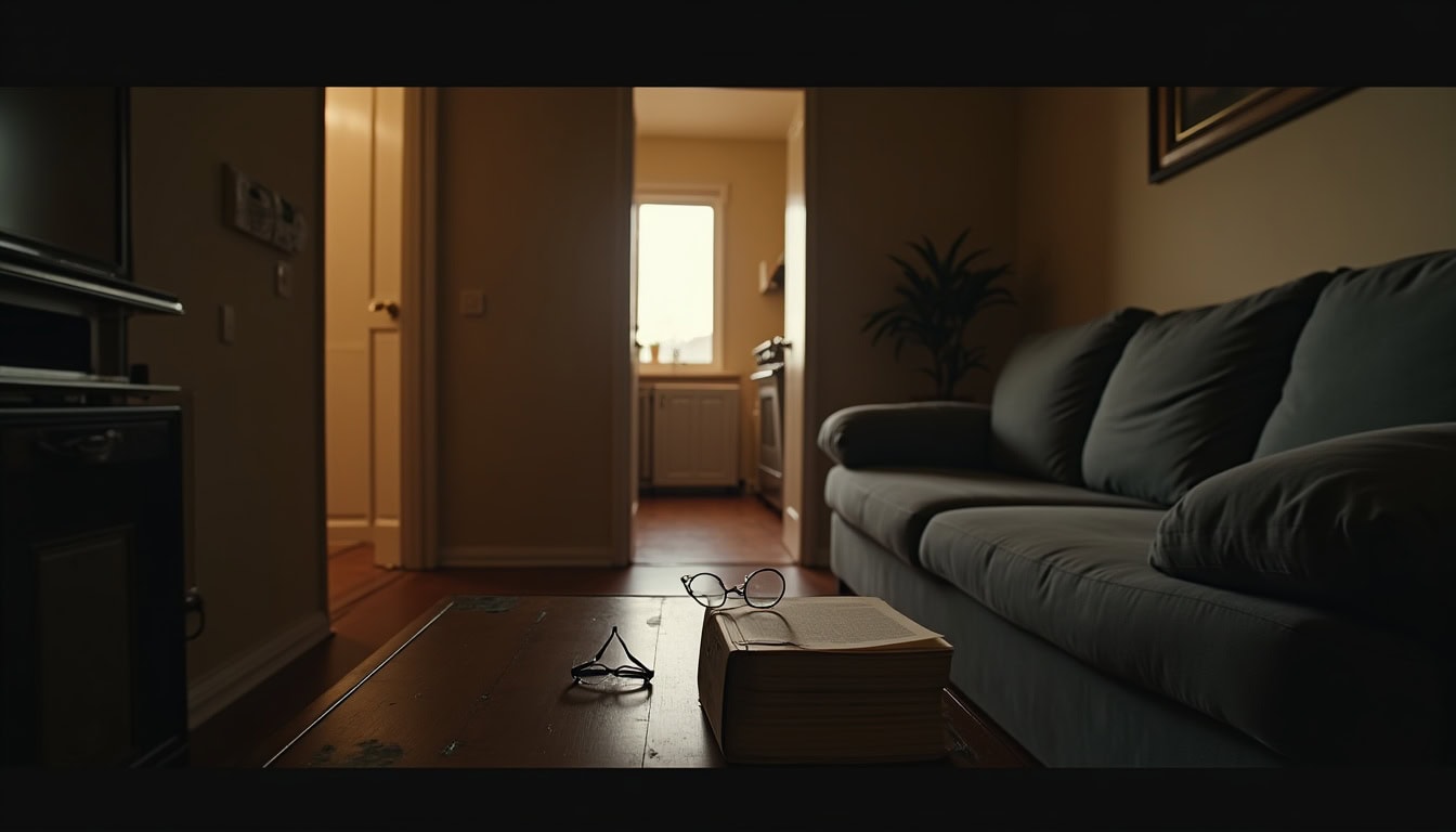 Escena fotorealista del contexto íntimo del caso en Estados Unidos, con señales de Control, Dinero y Padres e hijos, Hermanos.