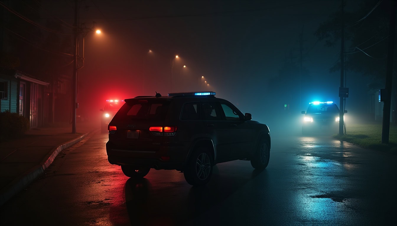 Escena fotorealista de investigación y consecuencias del caso en Estados Unidos, con pistas ligadas a Abandono, Celos.