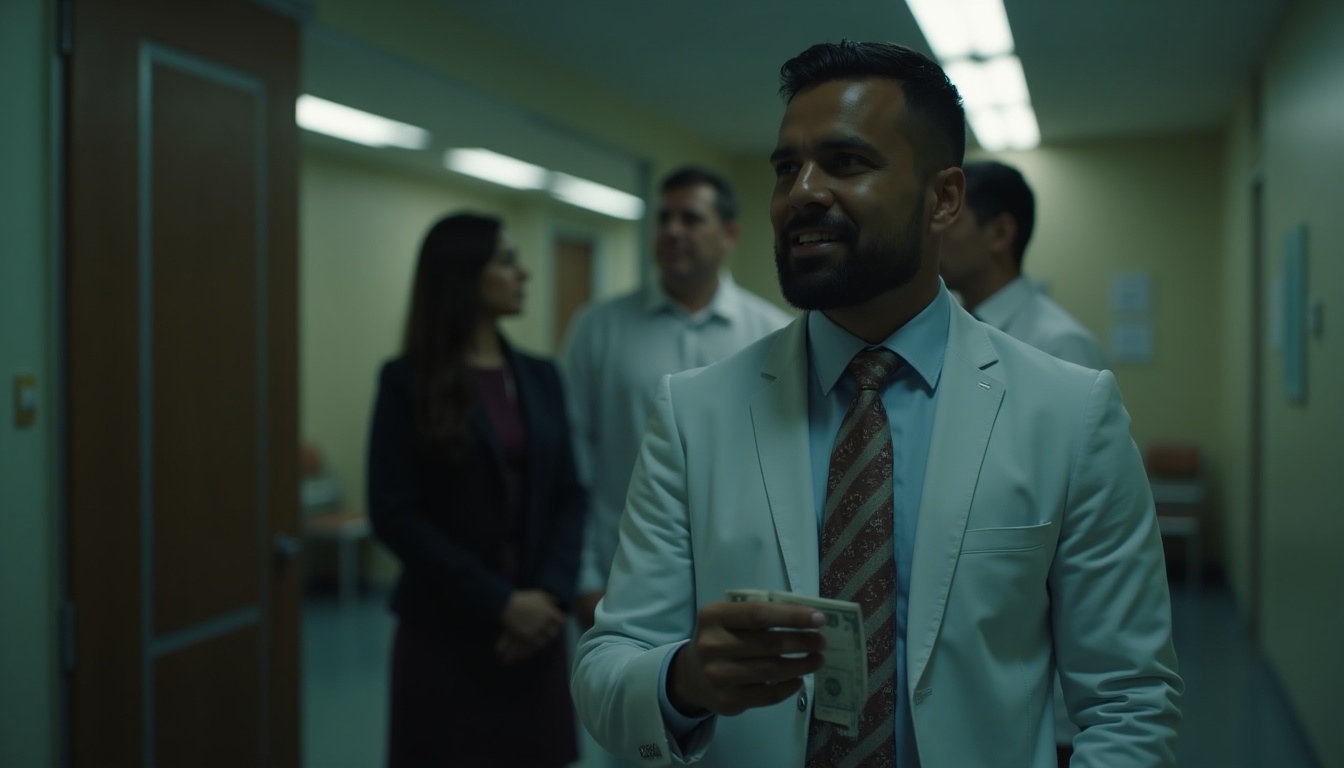 Escena fotorealista de investigación y consecuencias del caso en República Dominicana, con pistas ligadas a Dinero.