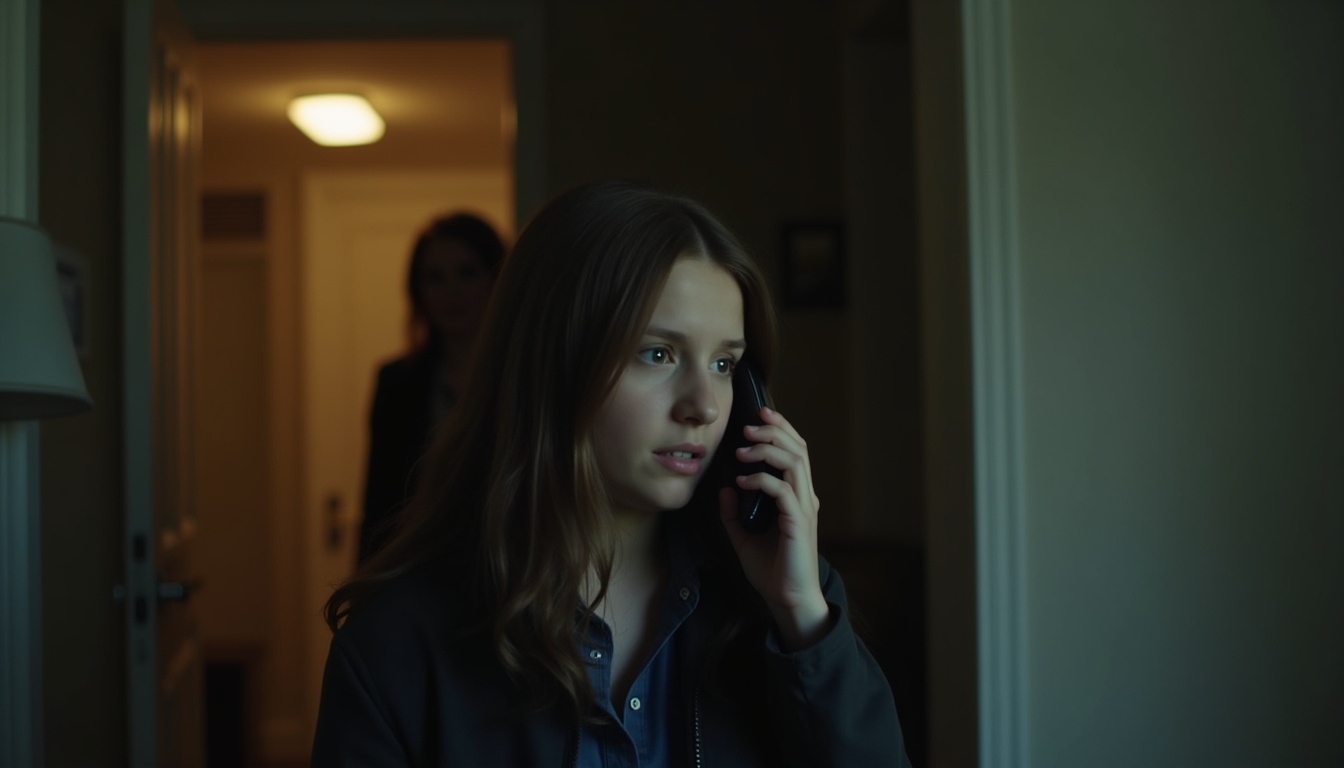 Escena fotorealista del contexto íntimo del caso en Estados Unidos, con señales de un conflicto y Novios, Padres e hijos.